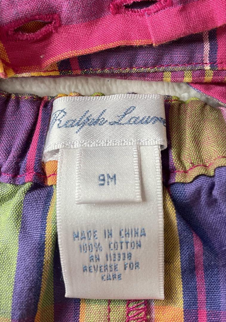 【新品】ラルフローレン ベビーフリルロンパース 9M チェック柄 ショートオール