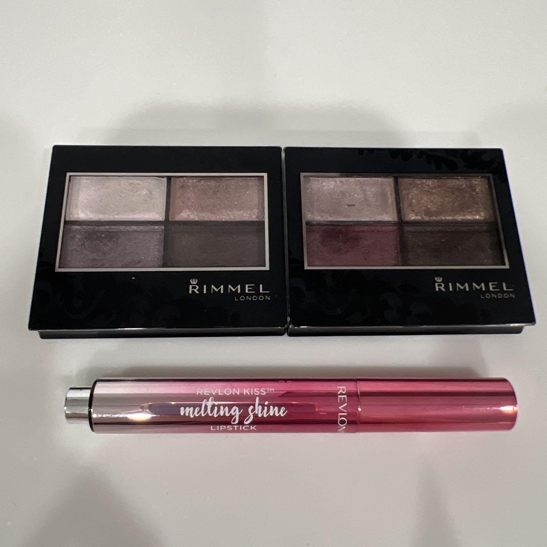 アイシャドウ、リップ２本セット RIMMEL LONDON アイシャドウパレット2個セット+ REVLONリップ