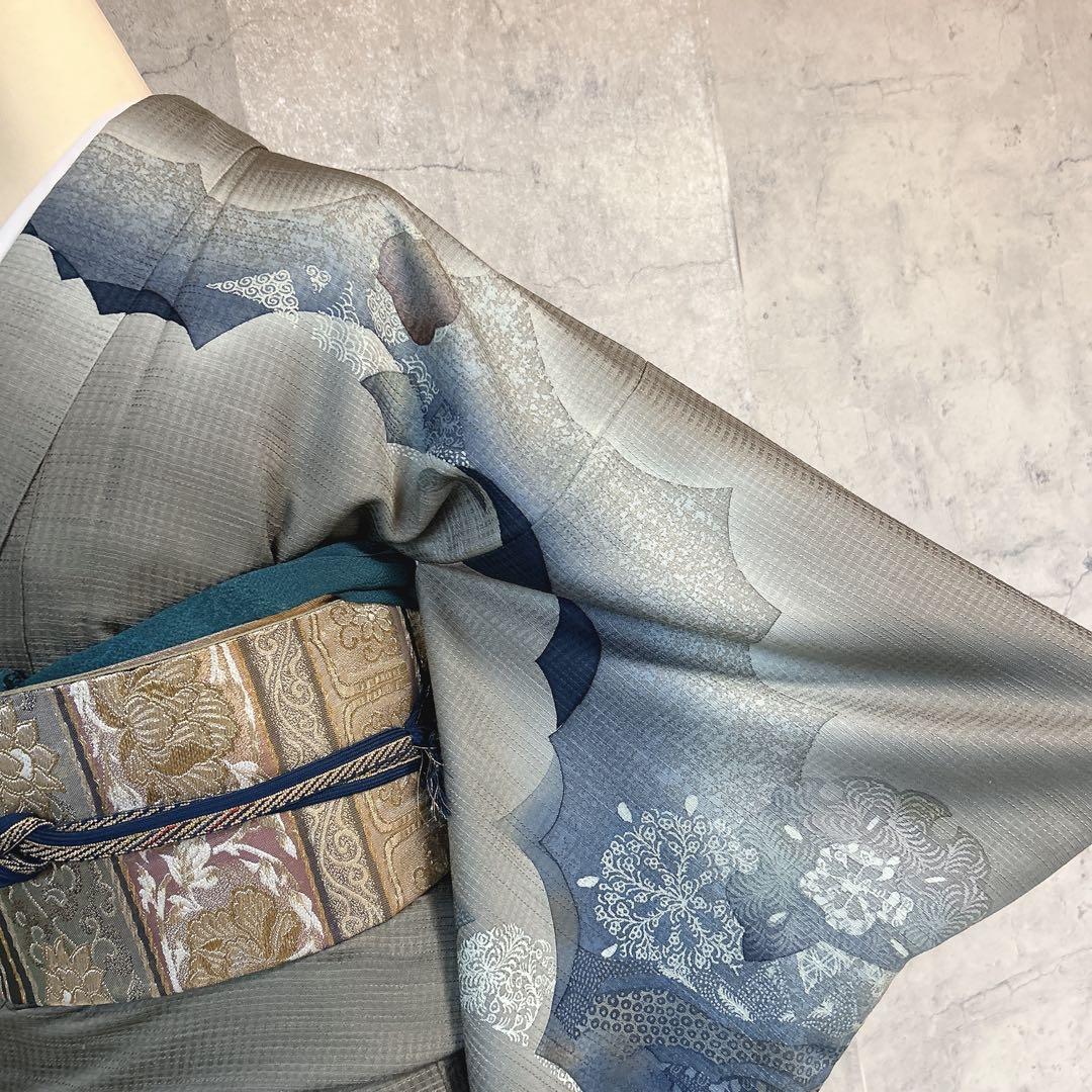 訪問着フルセット　着物　正絹　シック　アースカラー　かっこいい系