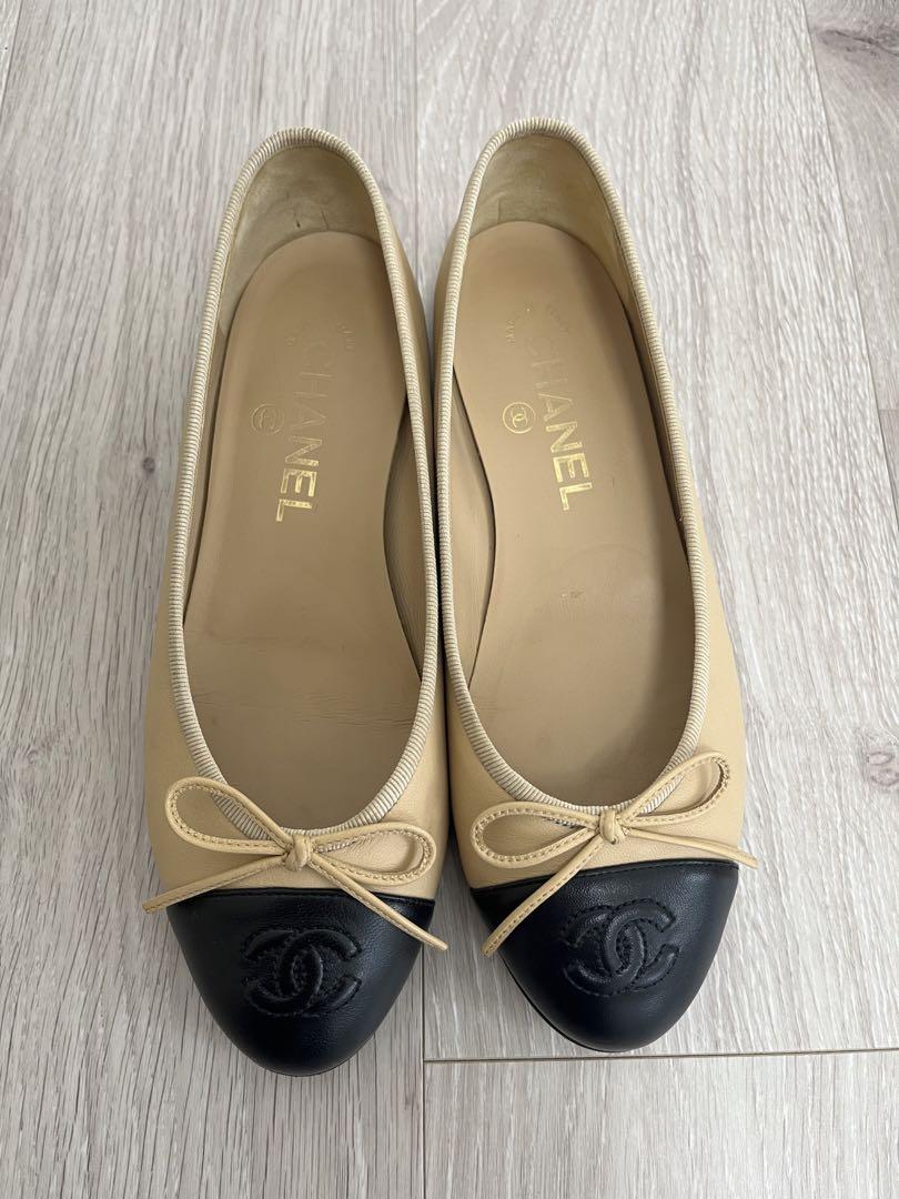 CHANEL バレエシューズ ベージュ 黒 35.5