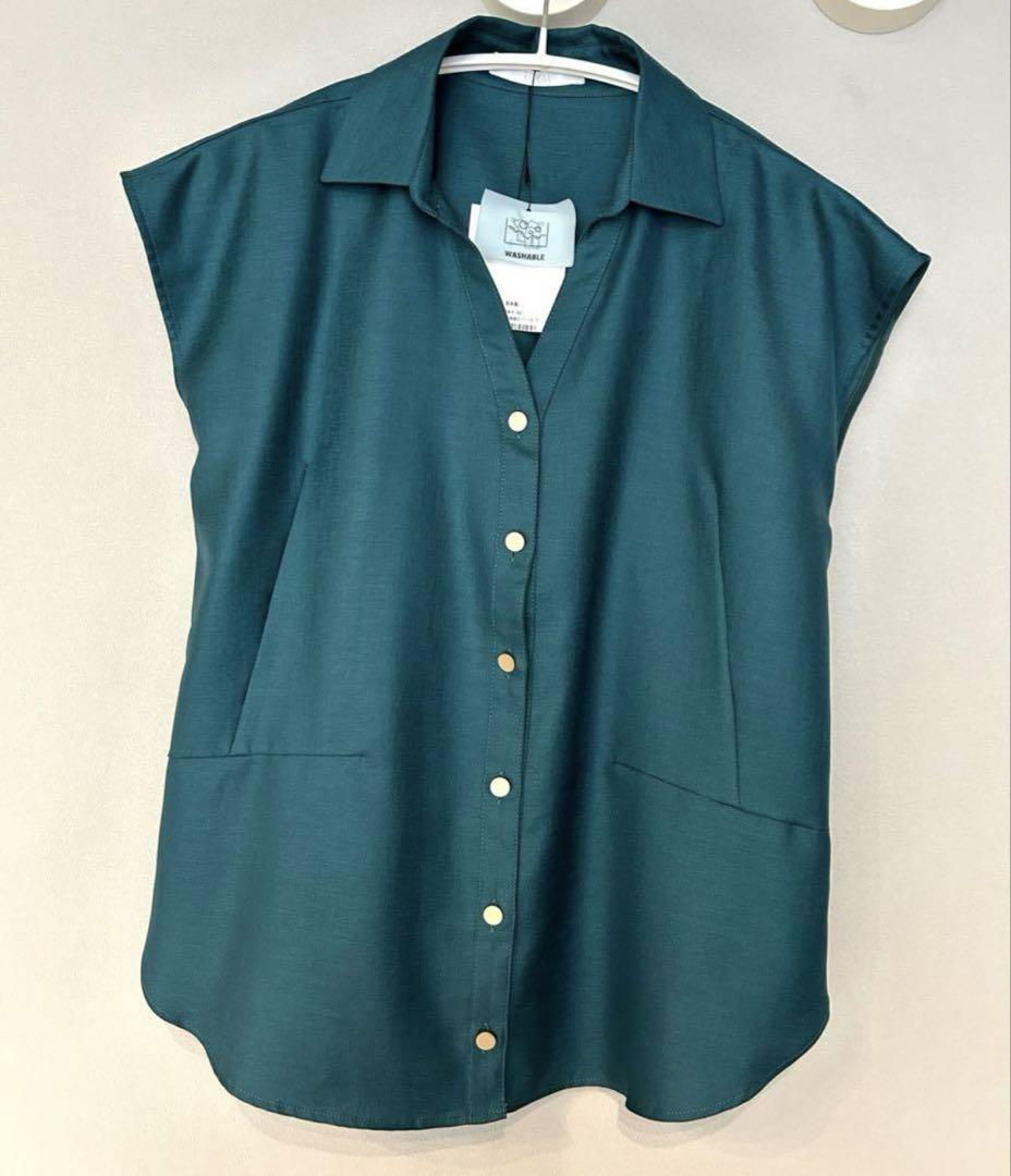 【新品未使用タグ付き】TONAL トーナル 半袖 ブラウス グリーン シャツ
