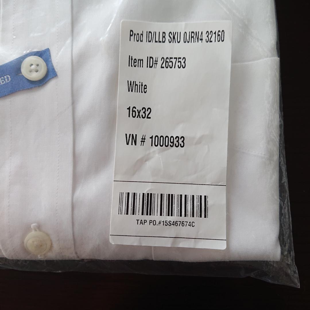 【未開封品】L.L.Bean ホワイト コットンシャツ 16x32#265753 【未開封品】L.L.Bean ホワイト コットンシャツ 16x32#265753