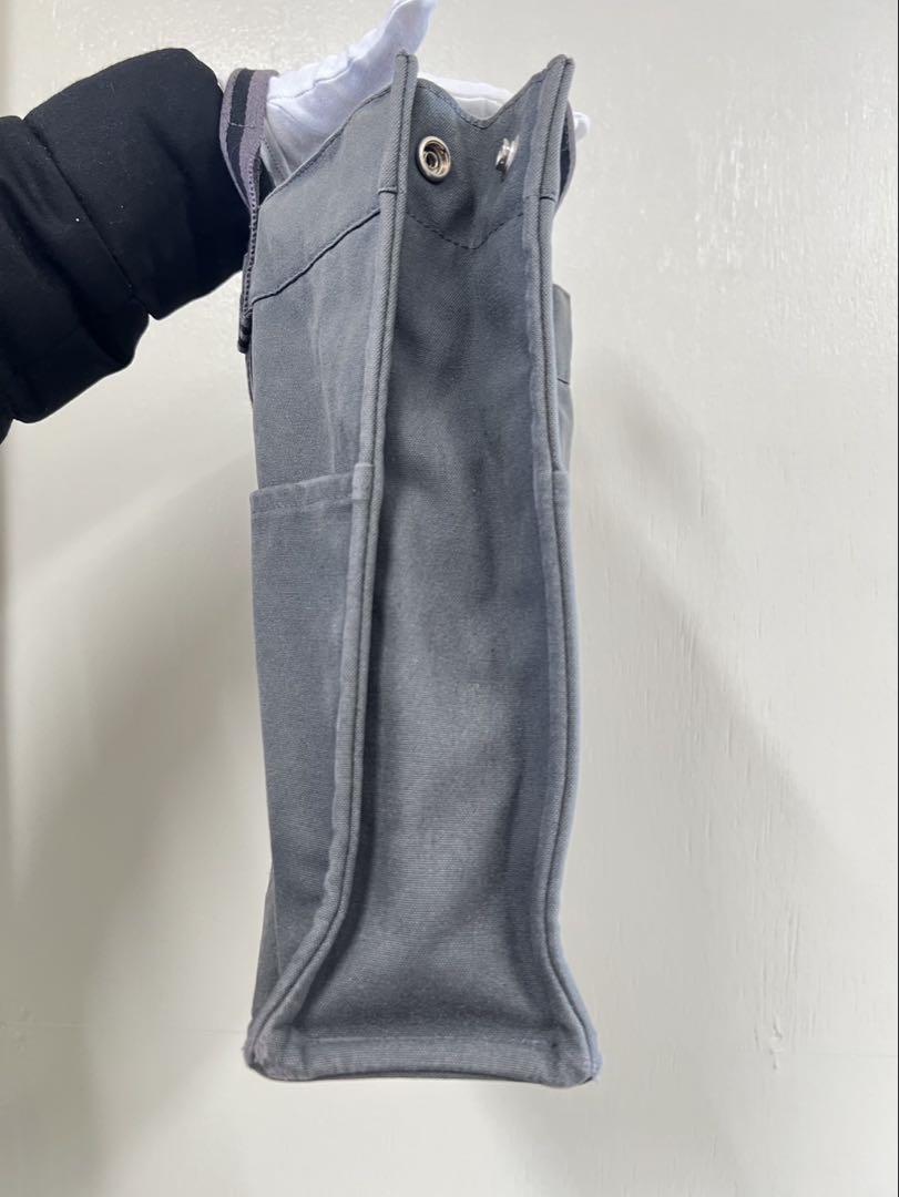 HERMES グレー トートバッグ ストライプハンドル