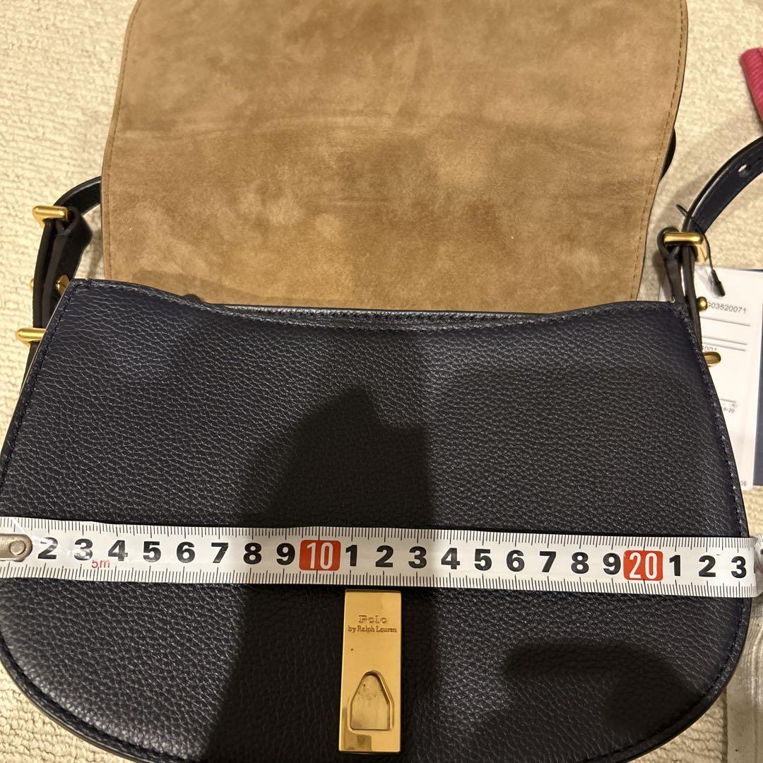 新品　ポロラルフローレン　レザー　ショルダーバッグ　紺色