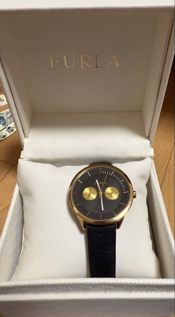 FURLA アナログ腕時計 ブラック/ゴールド