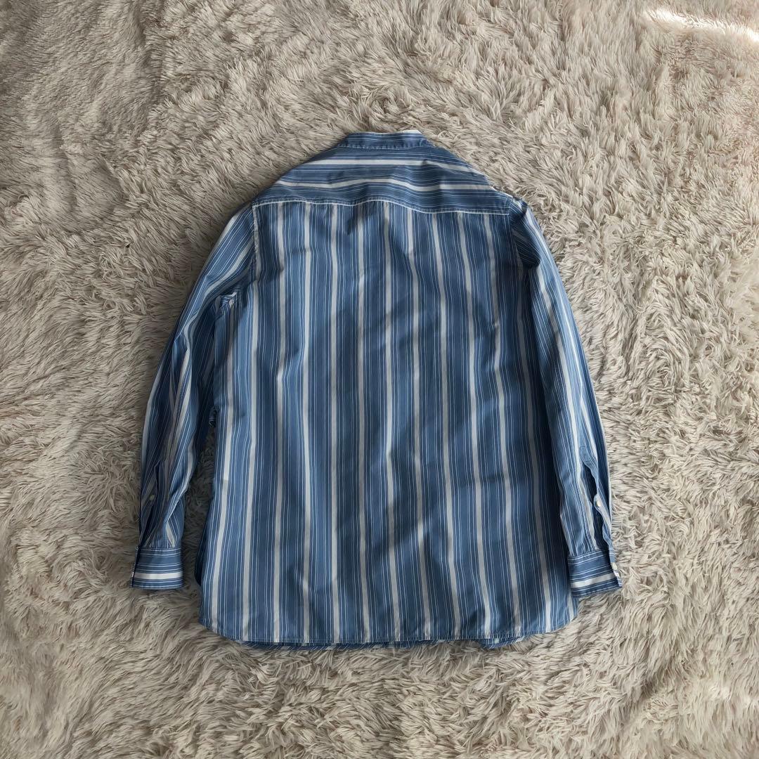 JIL SANDERバンドカラーストライプシャツ水色ジルサンダー38ロングシャツ JIL SANDERバンドカラーストライプシャツ水色ジルサンダー38ロングシャツ