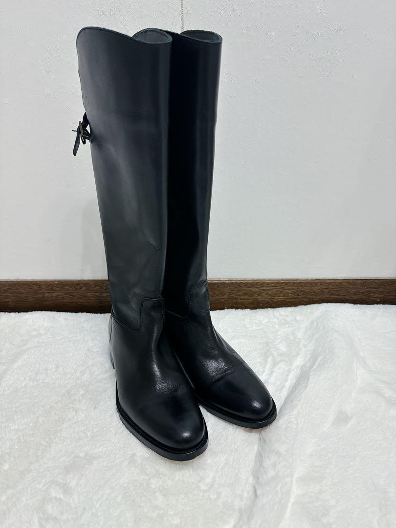 【極美品】エスカラータ　ジョッキーブーツ ロングブーツ レザー バックジップ