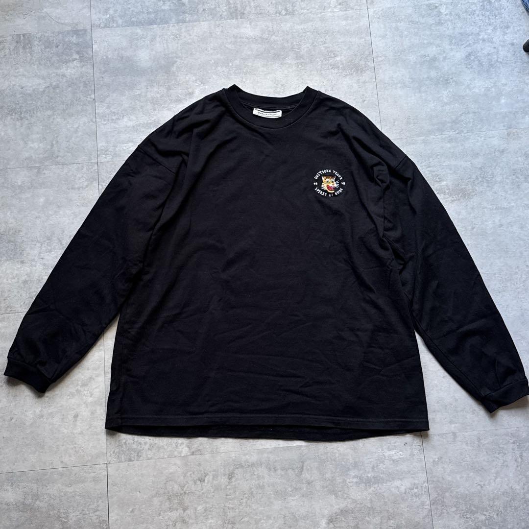 オニツカタイガー★タイガー 刺繍ロゴ 長袖Tシャツ ロンT 黒 M相当 LONG SLEEVE GRAPHIC TEE / ロングスリーブグラフィックティー