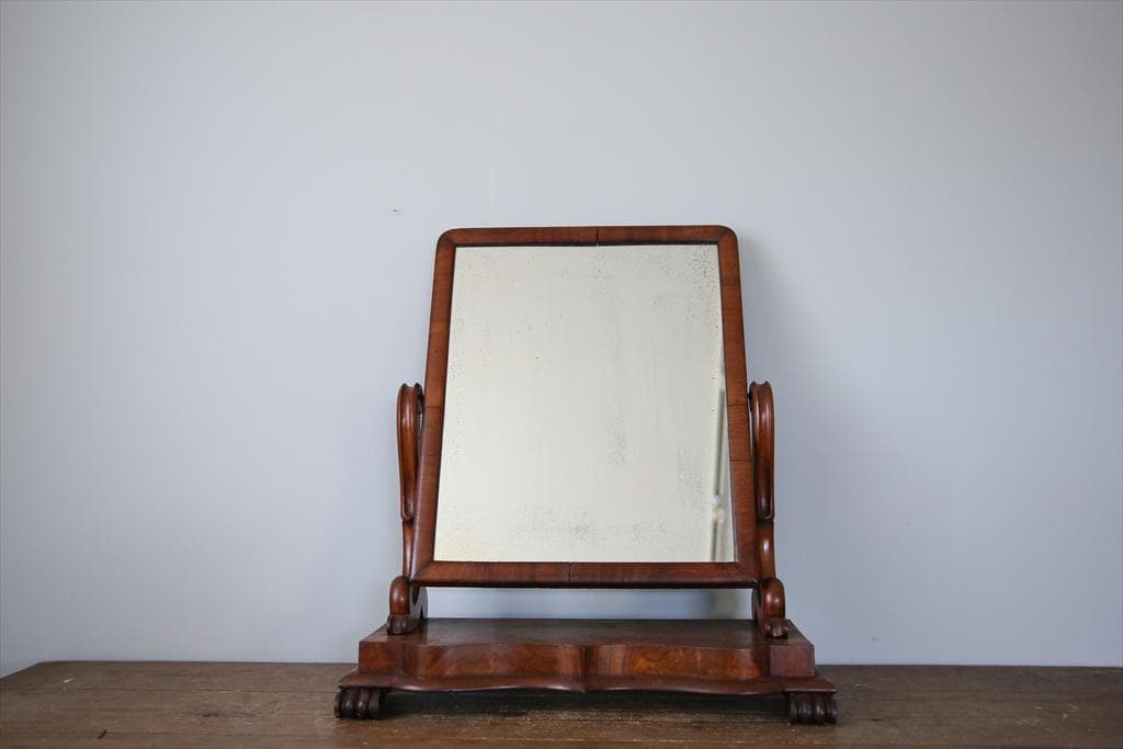 英国アンティーク木製フレーム卓上ミラー 化粧鏡 置き鏡 姿見 81-188傷や汚れあり