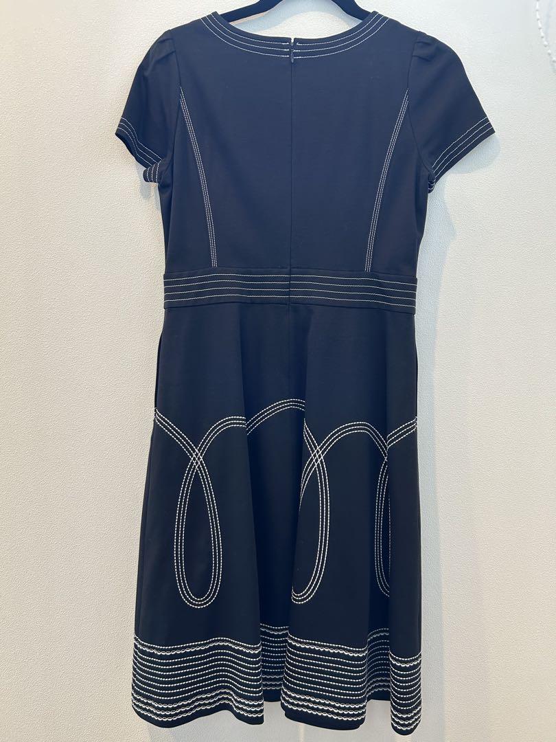 TO BE CHIC 黒の半袖ひざ丈ワンピース 42