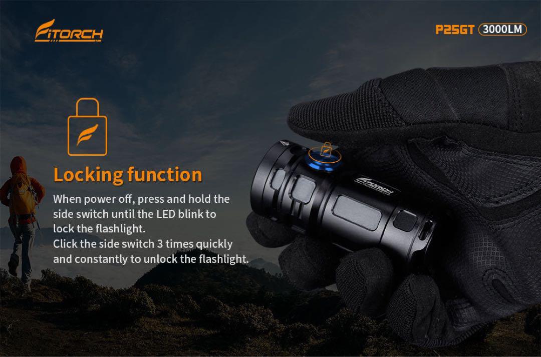 3000ルーメン超高輝度LEDライト Fitorch P25GT 防水充電式