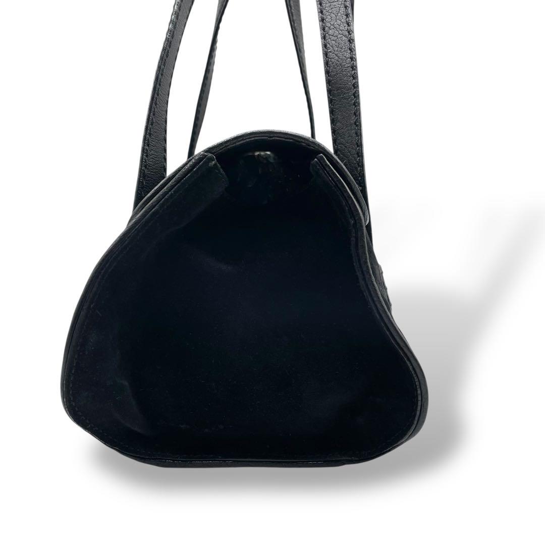 TOD'S トッズ ☆ロゴ刻印 スウェード ショルダーバッグ レザー ブラック