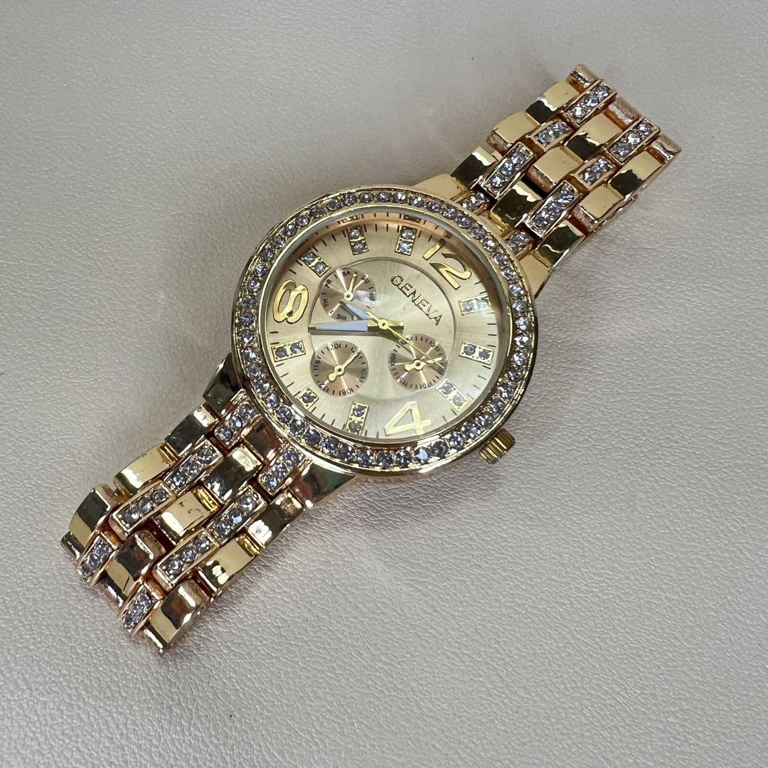GENEVA 時計 キラキラ ゴールド色 - メルカリ