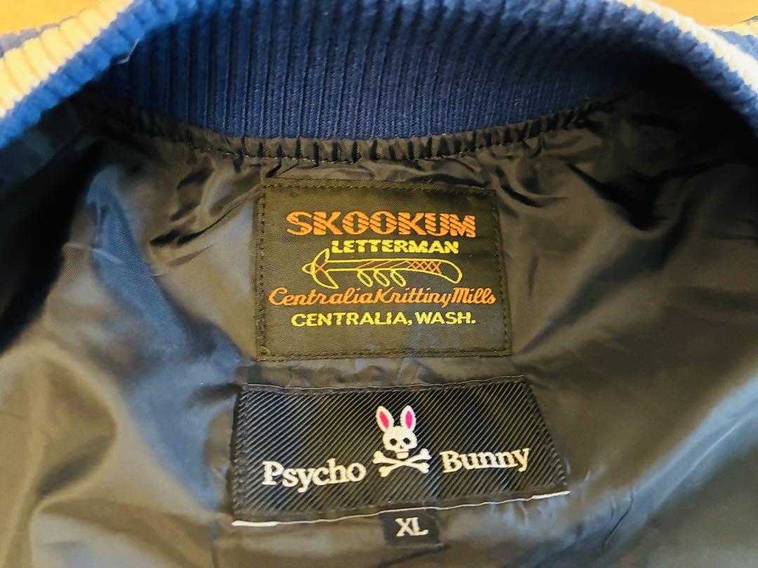 PSYCHO BUNNY サテンジャケット 青白 PSYCHO BUNNY サテンジャケット 青白