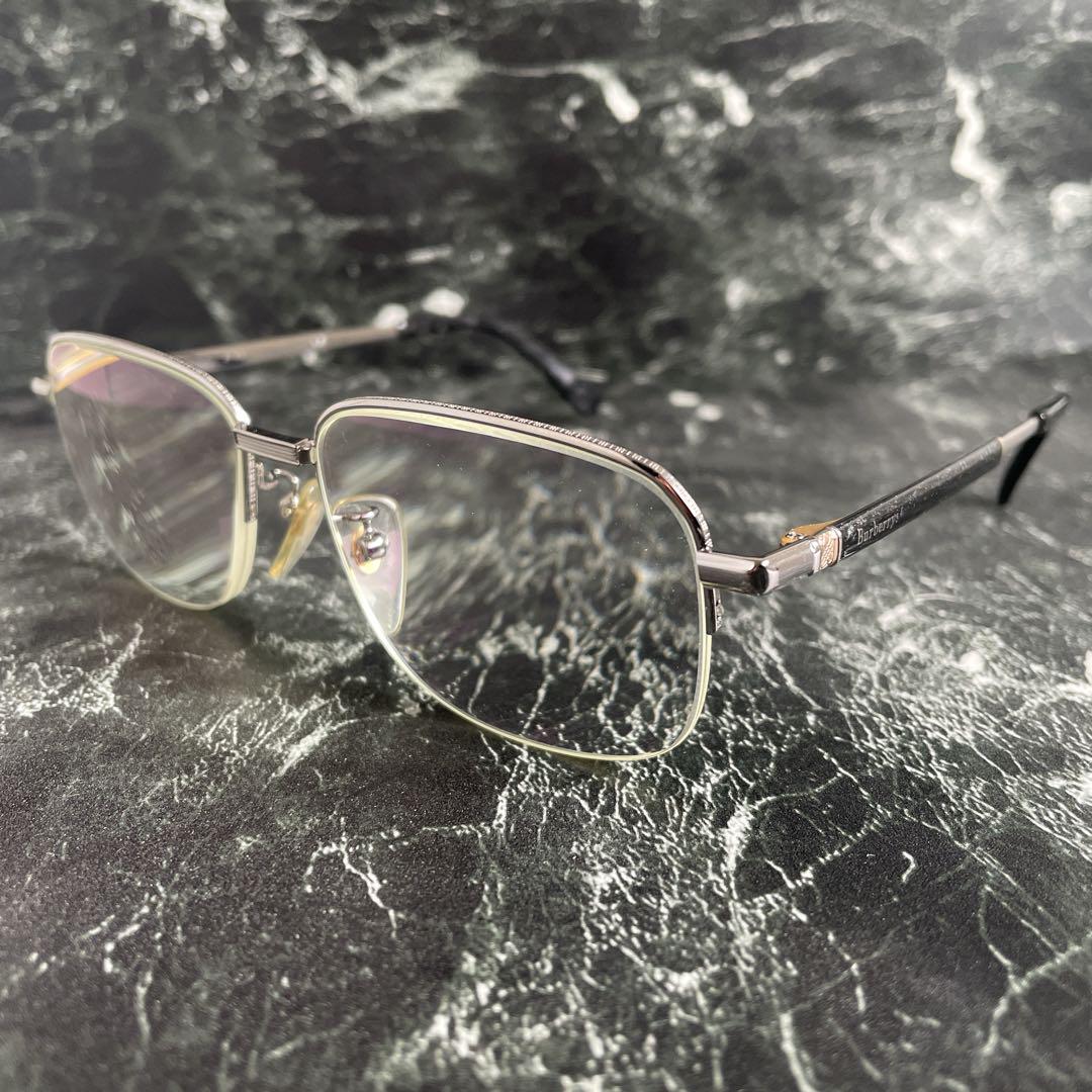 Burberrys シルバー 四角形メガネ　レトロ meganeyou_b-2424d-4112