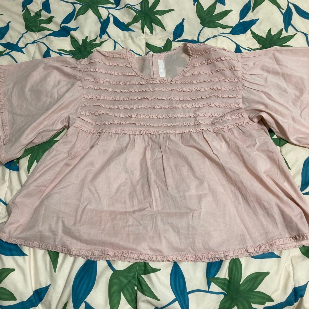 【超美品】ピンクハウス ピコフリル五分袖トップス くすみピンク❁⃘*.゜