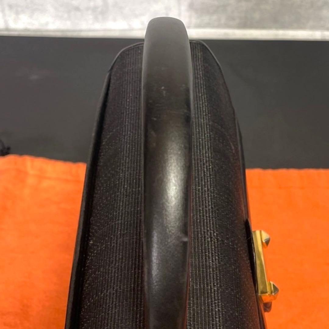 COMTESSE BLACK ホースヘア×レザー ゴールド金具 ハンドバッグ