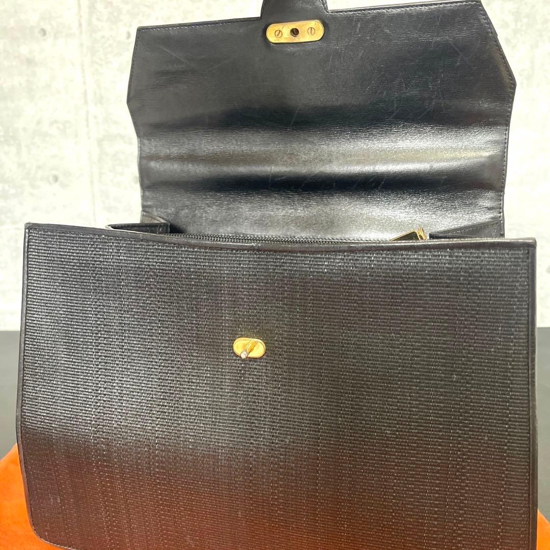 COMTESSE BLACK ホースヘア×レザー ゴールド金具 ハンドバッグ