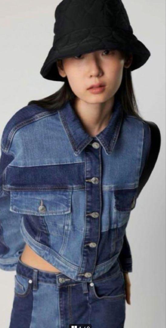 zara tifデニムジャケット 上下セットアップ//パッチワーク デザイン