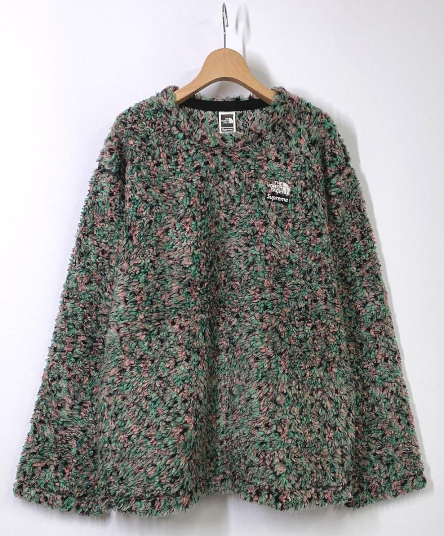 新品 シュプリーム × ノースフェイス フリース クルー Mサイズ グリーン