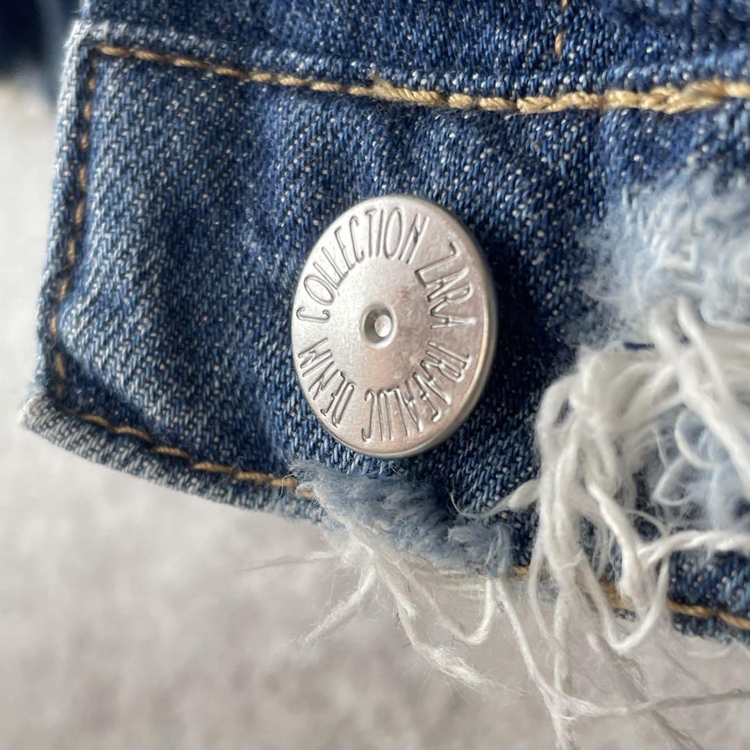 美品 ZARA デニムジャケット ダメージ クラッシュ オーバー