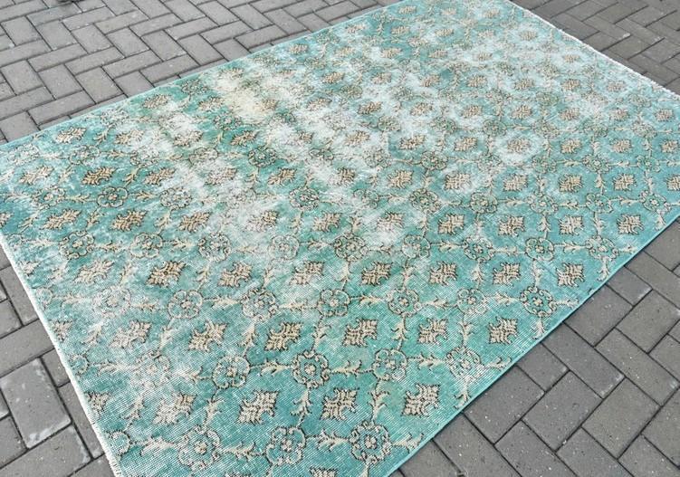 【SEAL限定商品】 アクアミント 紋章柄 トルコヴィンテージラグ - ラグ