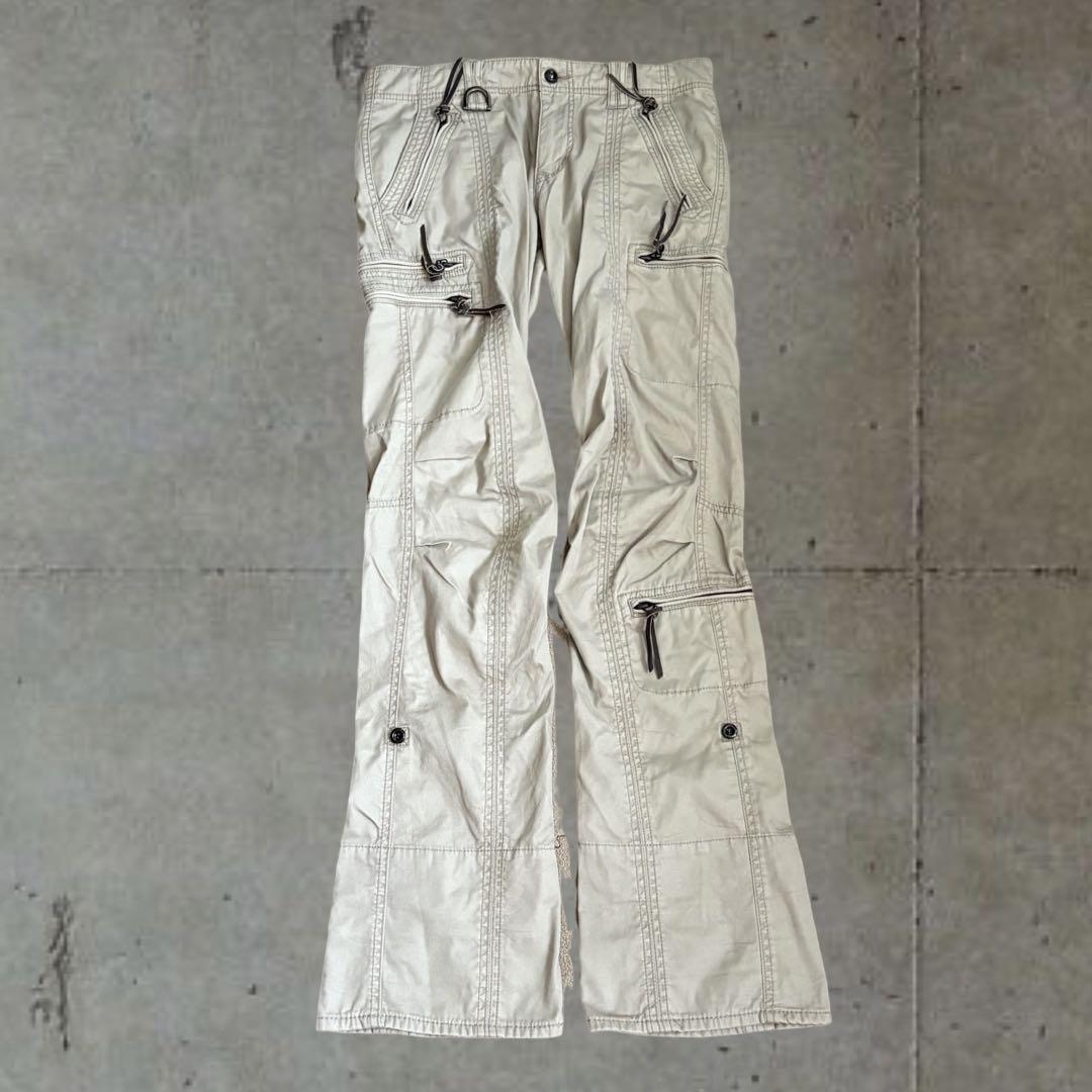 00s flare cargo pants 切り替え 迷彩 カーゴ パンツ