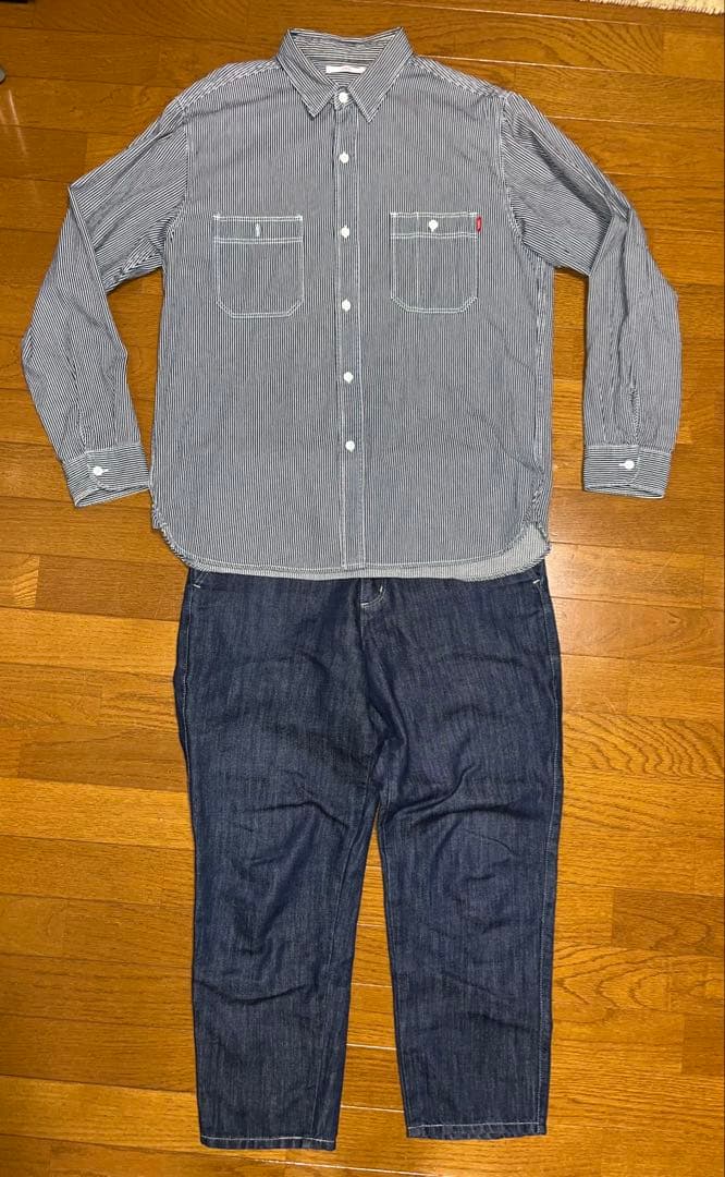 EDWIN【エドウィン】イージーテーパードデニム ヒッコリーシャツ セットアップ