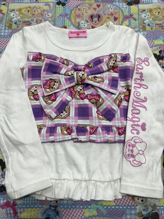 即納定番 アースマジック 旧ギンガム長袖Tシャツ 120 e7Km2-m81330609832 美品 襟付きギンガム長袖Tシャツ 格安国産