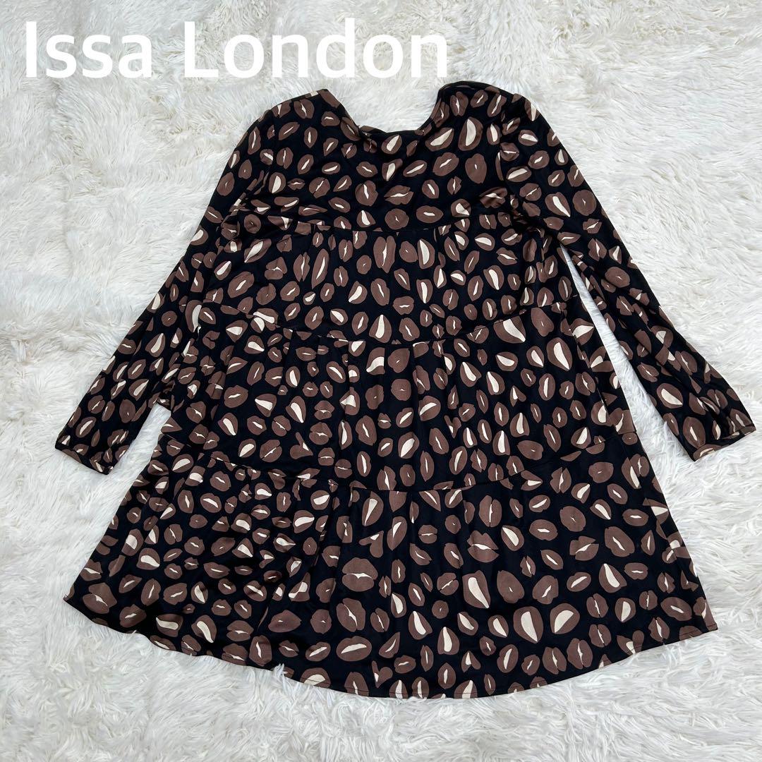 【おしゃれ】 ✨ Issa London イッサロンドン 総柄 フレアワンピース シルク ワンピース