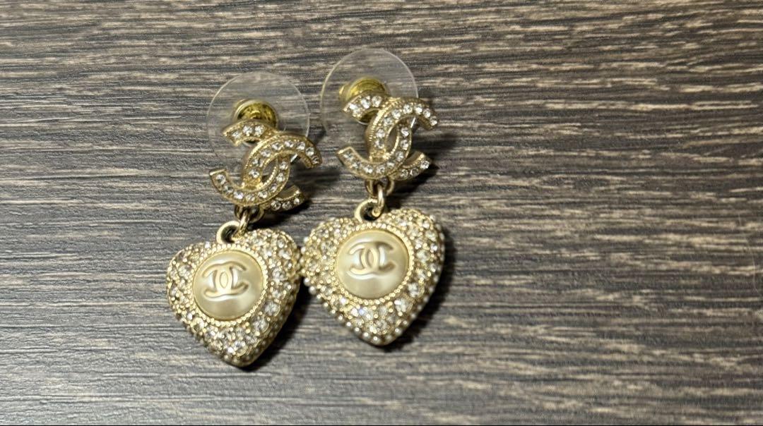 SALE【美品】CHANEL ピアス ハート パール ココマーク ラインストーン
