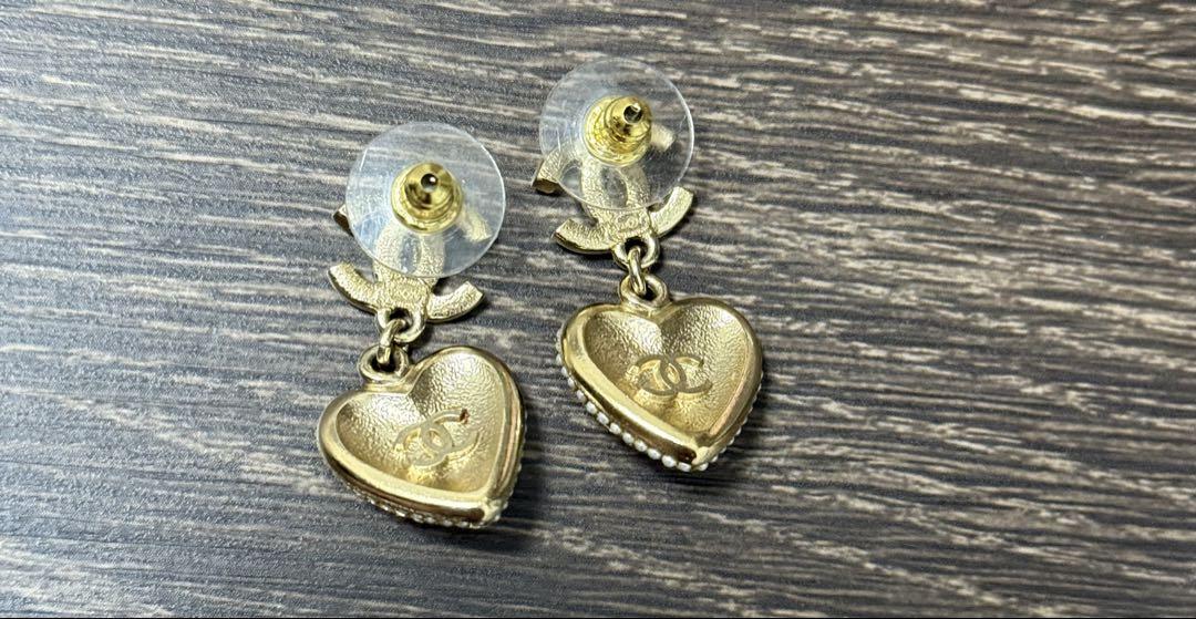 SALE【美品】CHANEL ピアス ハート パール ココマーク ラインストーン