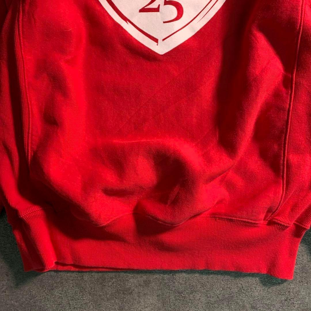 6TAS1　バックプリント　スウェット　トレーナー　裏起毛　赤　古着 used