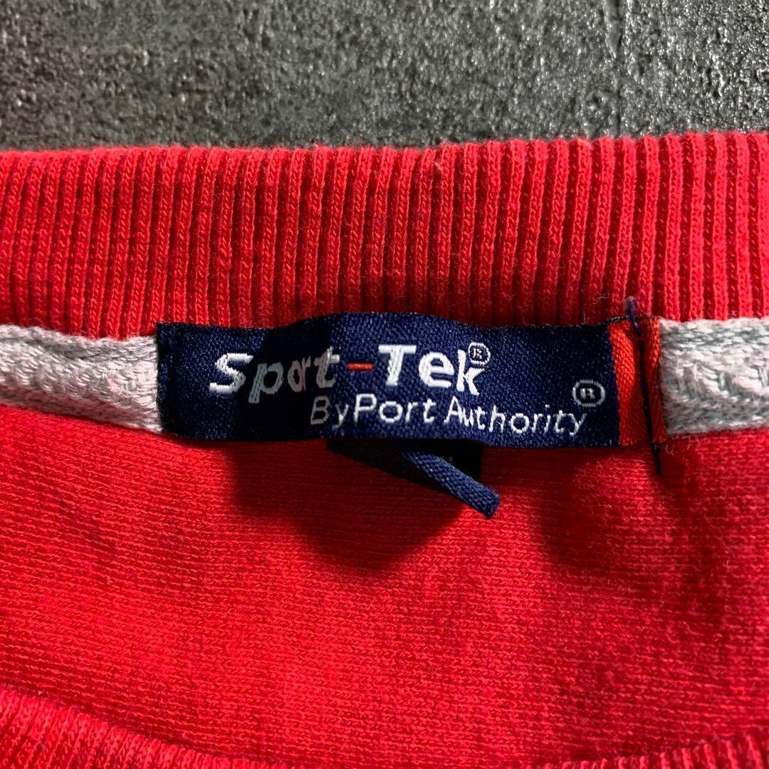 6TAS1　バックプリント　スウェット　トレーナー　裏起毛　赤　古着 used