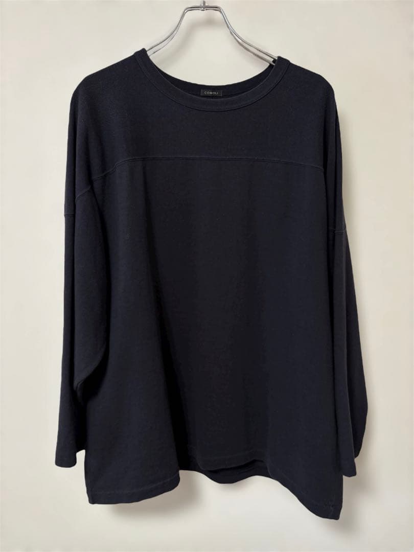 23SS COMOLI コモリ フットボールTシャツ ネイビーL COMOLI