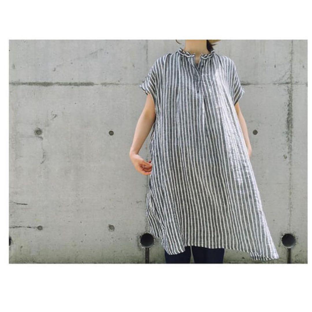 nest Robe/ネストローブ リネンストライプワンピース　フリーサイズ