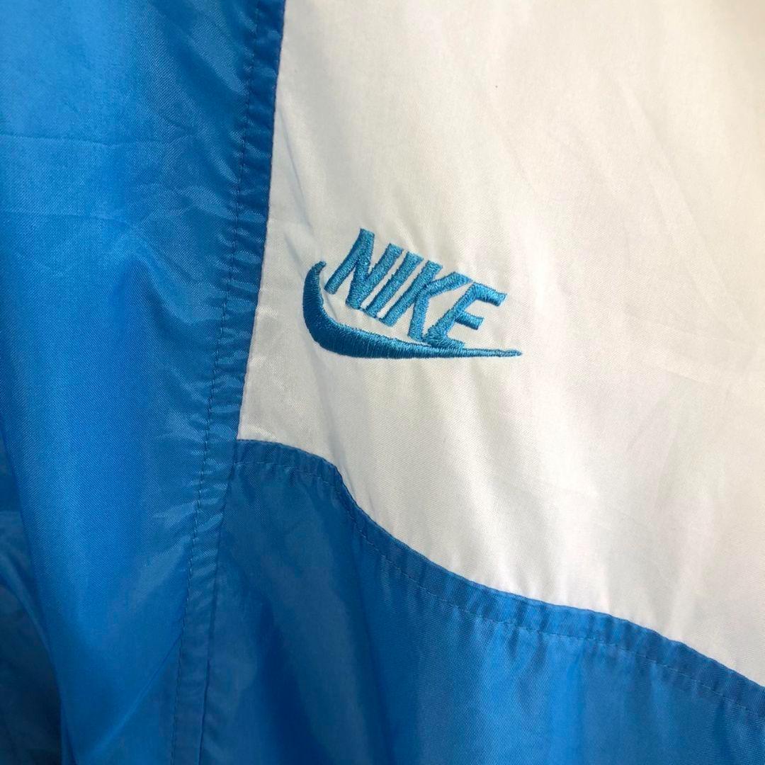 NIKE　ナイキ　ナイロンジャケット　スウッシュ　刺繍　ジャージ　青　古着 NIKE☆ナイキ スウッシュ刺繍ロゴ ジャージ トラックジャケット
