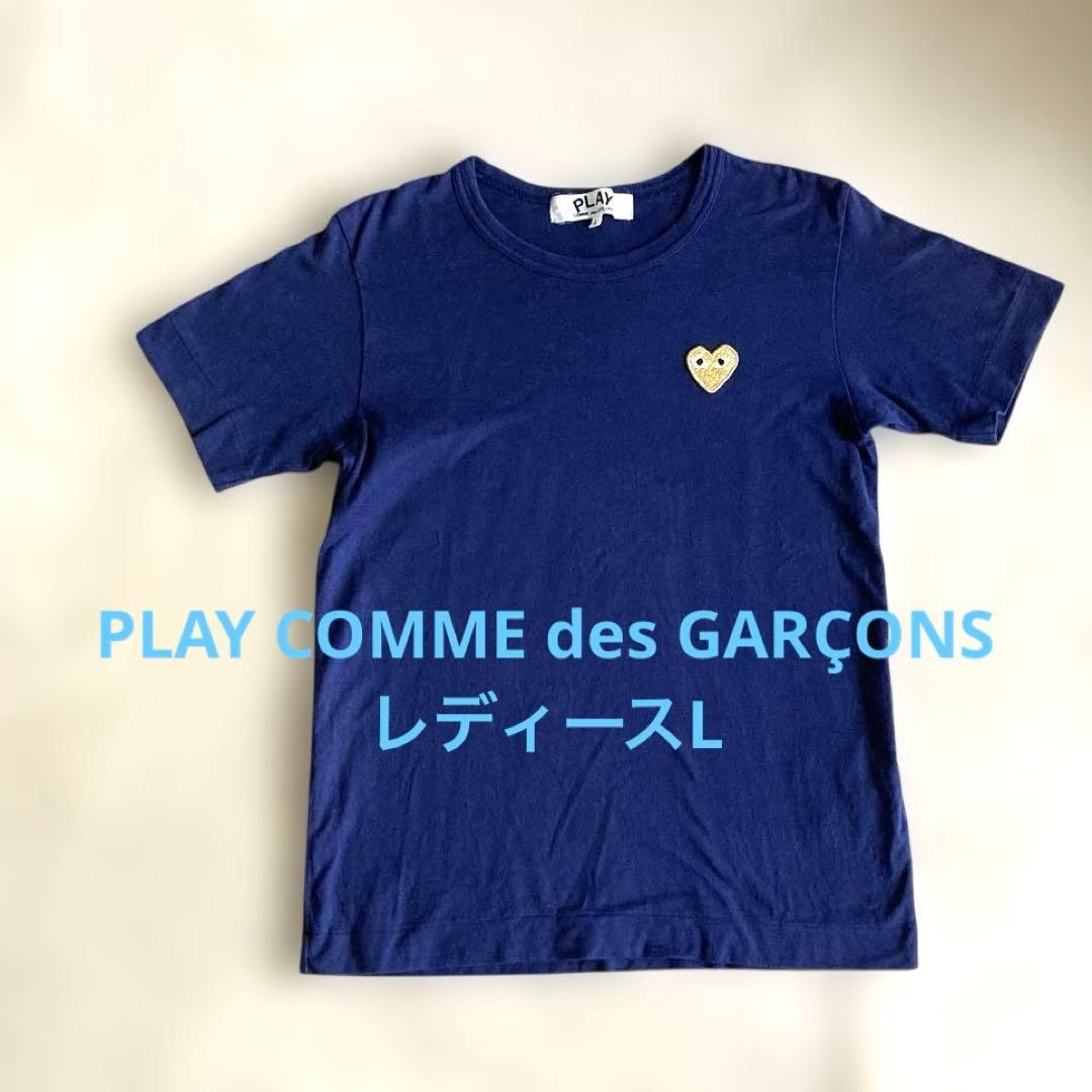 PLAY * COMME des GARÇONS ネイビー金刺繍半袖Tシャツ L