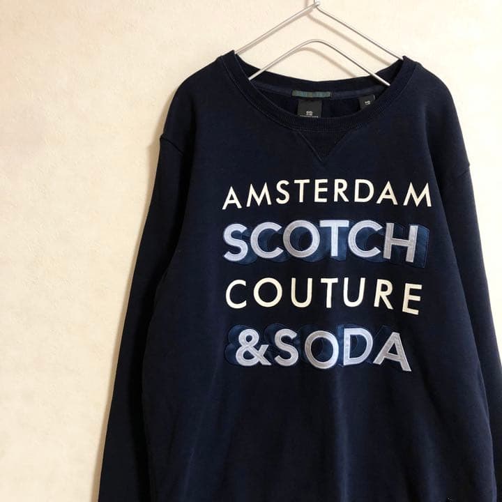 SCOTCH&SODA(スコッチ&ソーダ)長袖トレーナー スウェット ロゴ 濃紺