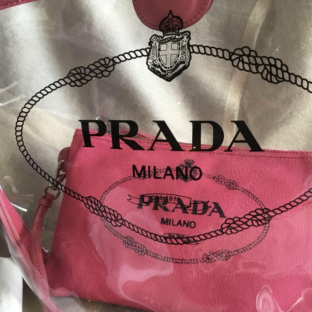 在庫一掃セール中！PRADA カナパ！可愛いピンクのクリアトート