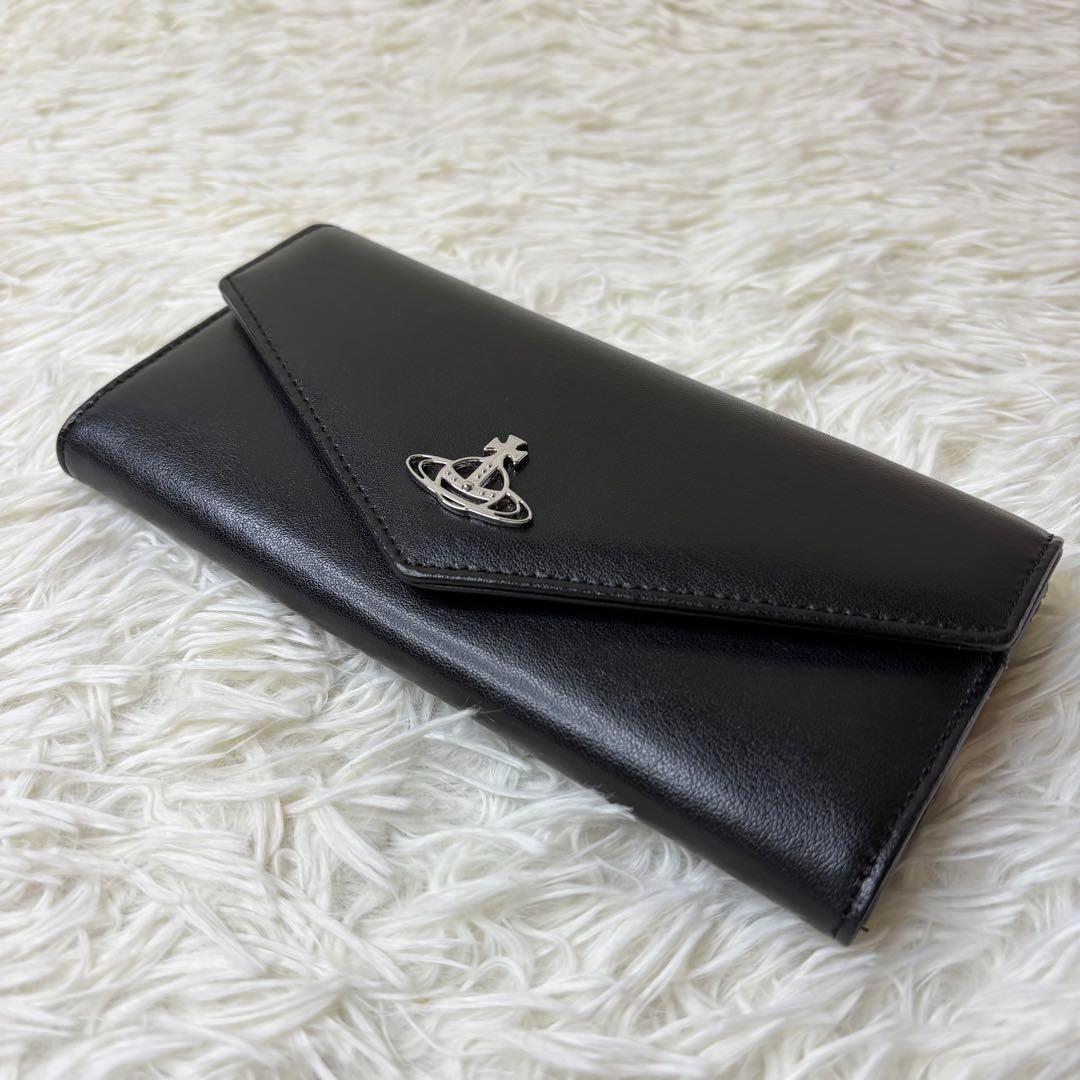 極美品✨ヴィヴィアンウエストウッド 長財布 レザー レター型 牛革 黒 オーブ