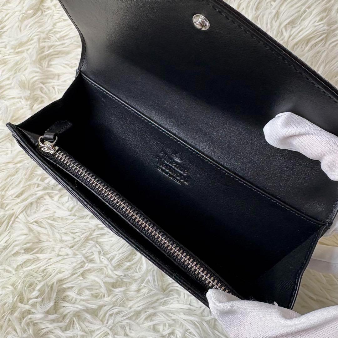 極美品✨ヴィヴィアンウエストウッド 長財布 レザー レター型 牛革 黒 オーブ