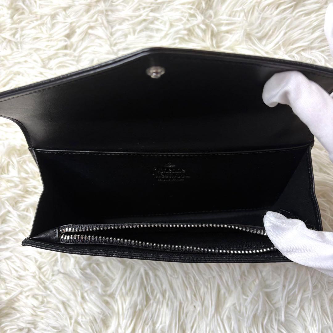 極美品✨ヴィヴィアンウエストウッド 長財布 レザー レター型 牛革 黒 オーブ