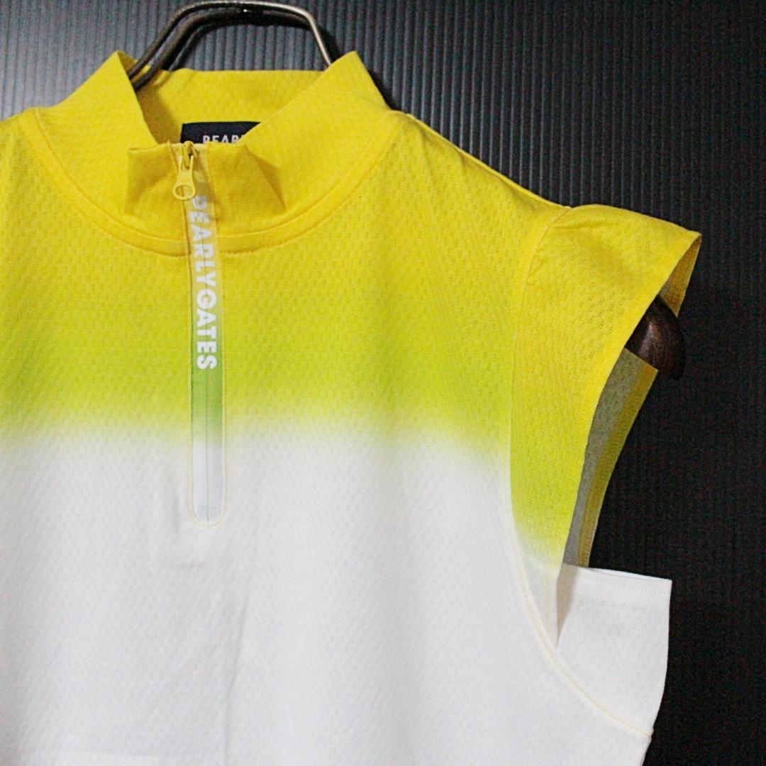 新品 パーリーゲイツ ハーフジップ ノースリーブフリル モック