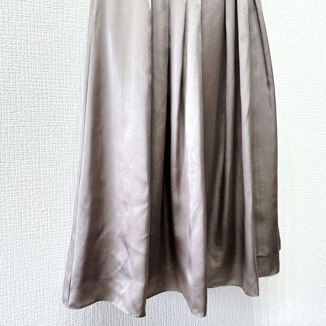 新品タグ付】ANAYI シルク100% グレージュ ワンピース ビジュー