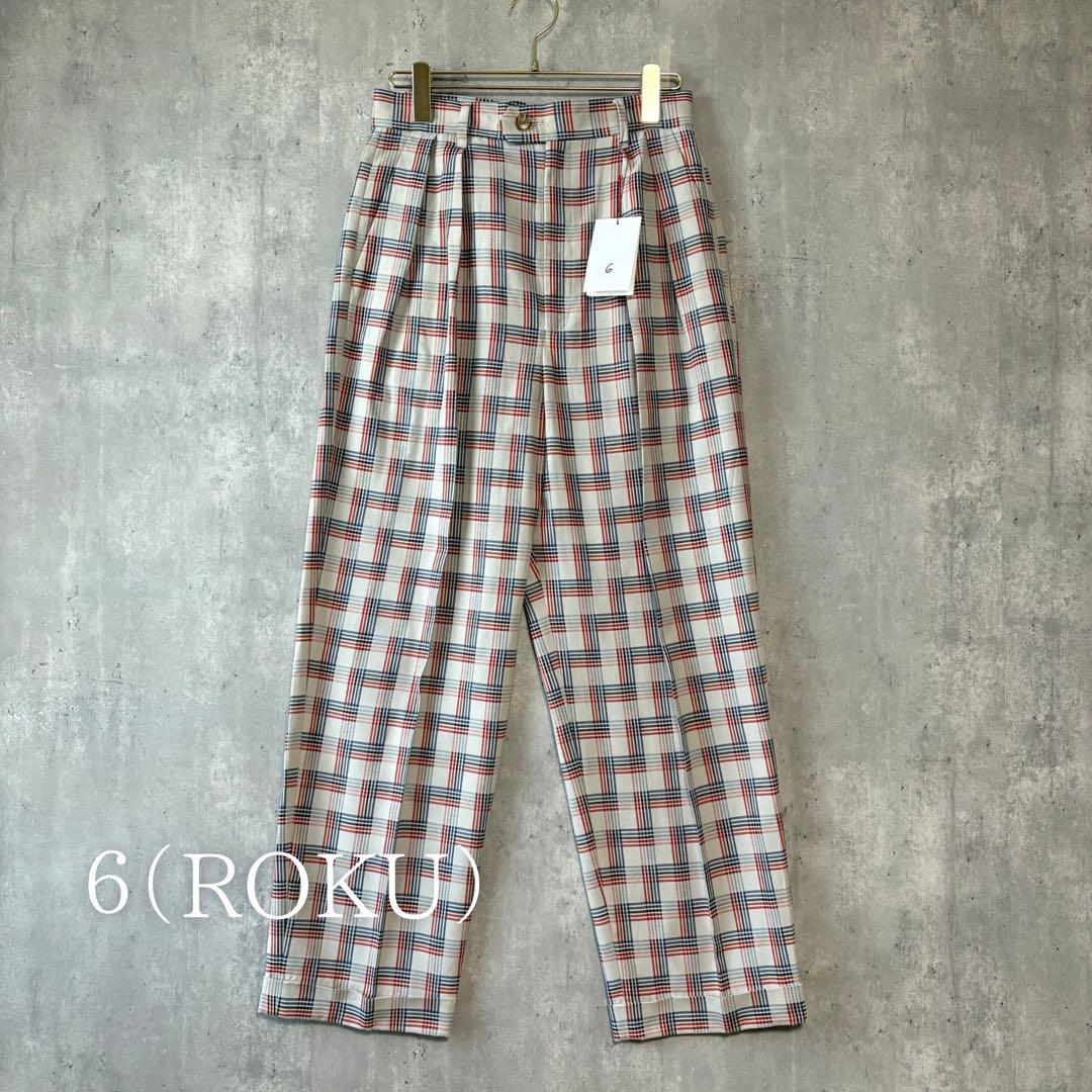 6 ROKU チェックタックパンツ 38 ライトグレーM 6 ROKU BEAUTY YOUTH UNITED ARROWS
