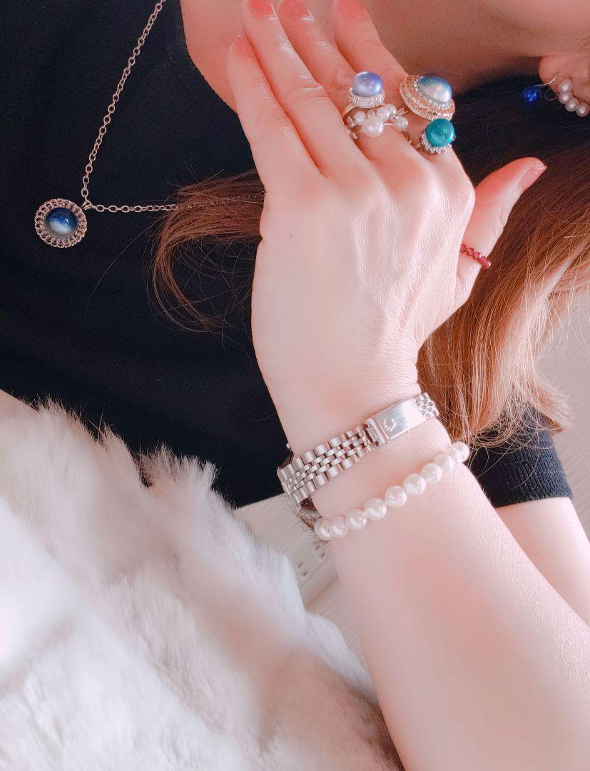 人気商品は みるくみるくさん NEWネイビー珠指輪ステン 照り最強 マベパール アクセサリー