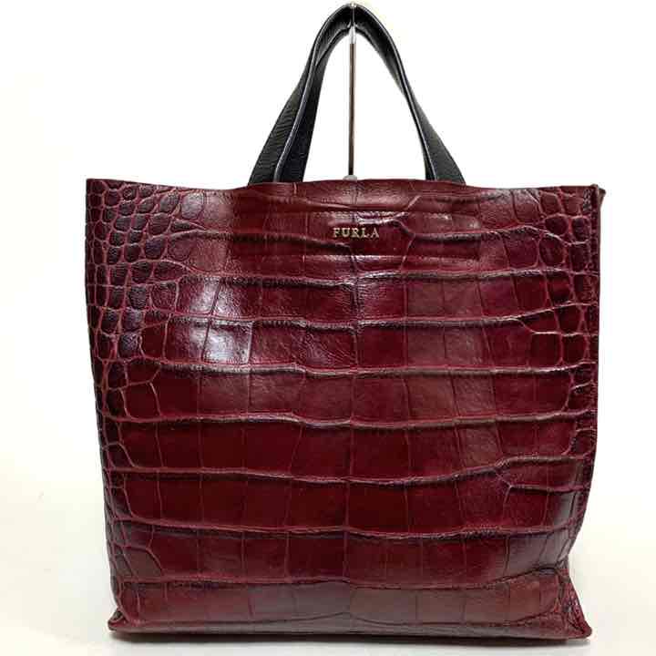 人気新品 FURLA トートバッグ クロコ型押 オールレザー 748 VnObd-m81353514425 フルラ サリー M 高品質安い