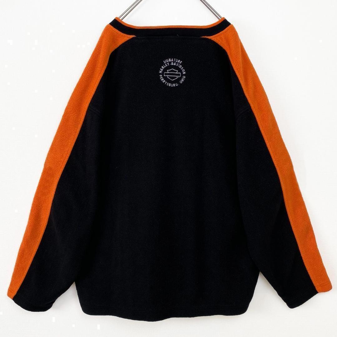 ハーレーダビッドソン 刺繍ロゴフリース XL ブラック 黒 ビッグロゴ刺繍