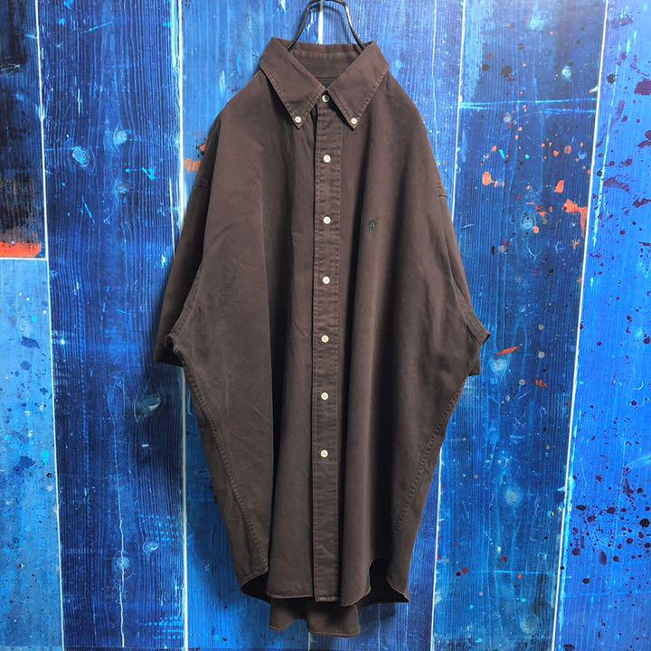 大特価定番 ラルフローレン ワンポイント刺繍ロゴ半袖ビッグチノボタンダウンシャツ 90s OCYU6-m81357828658 大得価特価
